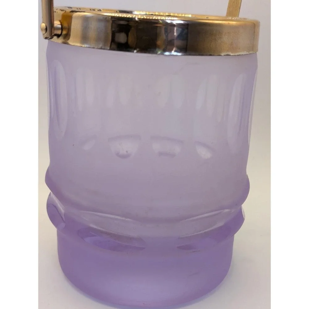 Vintage‎ Neodymium Alexandrite Glass Ice Bucket and 3 Tumbler Set Color Changing